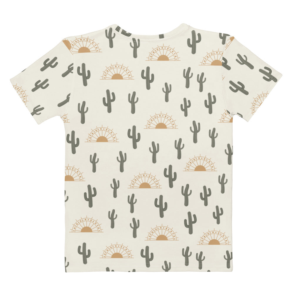 Women's Cactus Desert Sunrise T-Shirt – Soft Stretch Jersey Tee