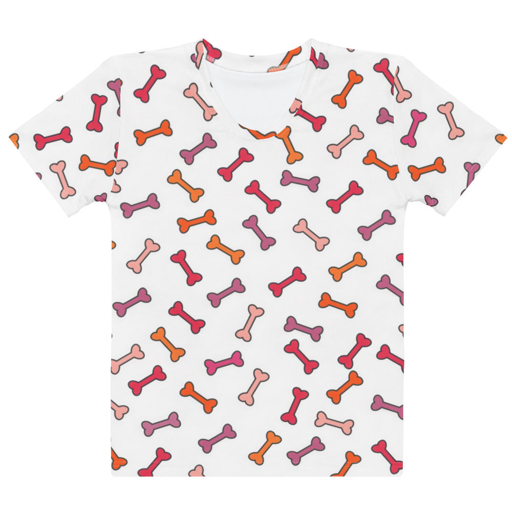 Women's Colorful Dog Bone T-Shirt – Soft Stretch Jersey Tee