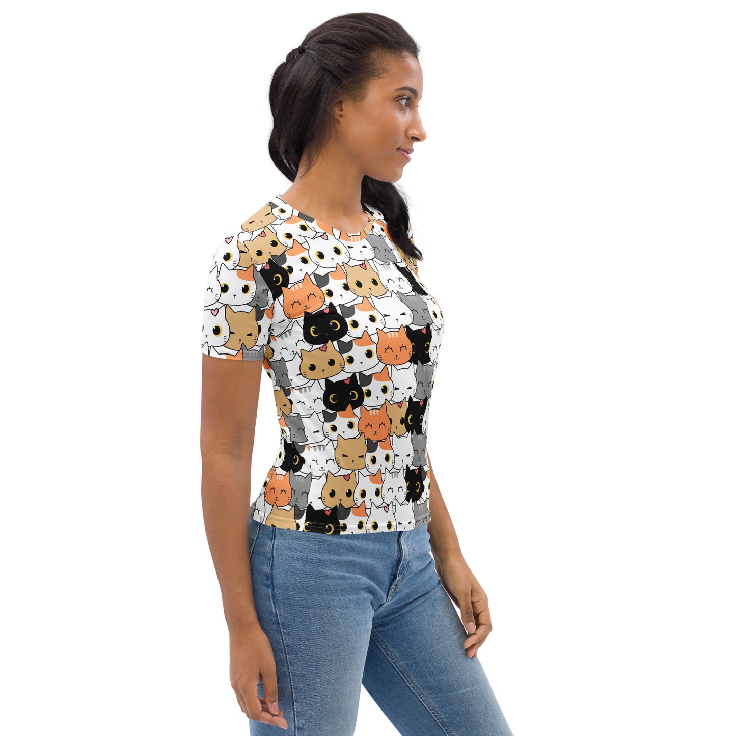 Women's Cat Face T-Shirt – Soft Stretch Jersey Tee