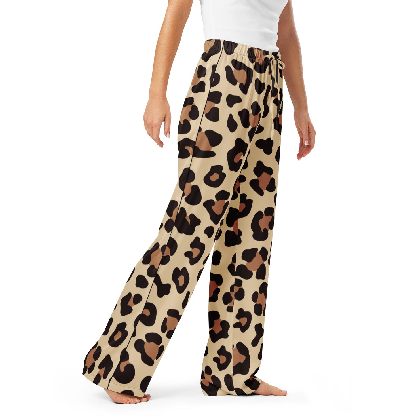 Women’s Leopard Print Pajama Pants – Lightweight Relaxed Fit with Drawstring Waist