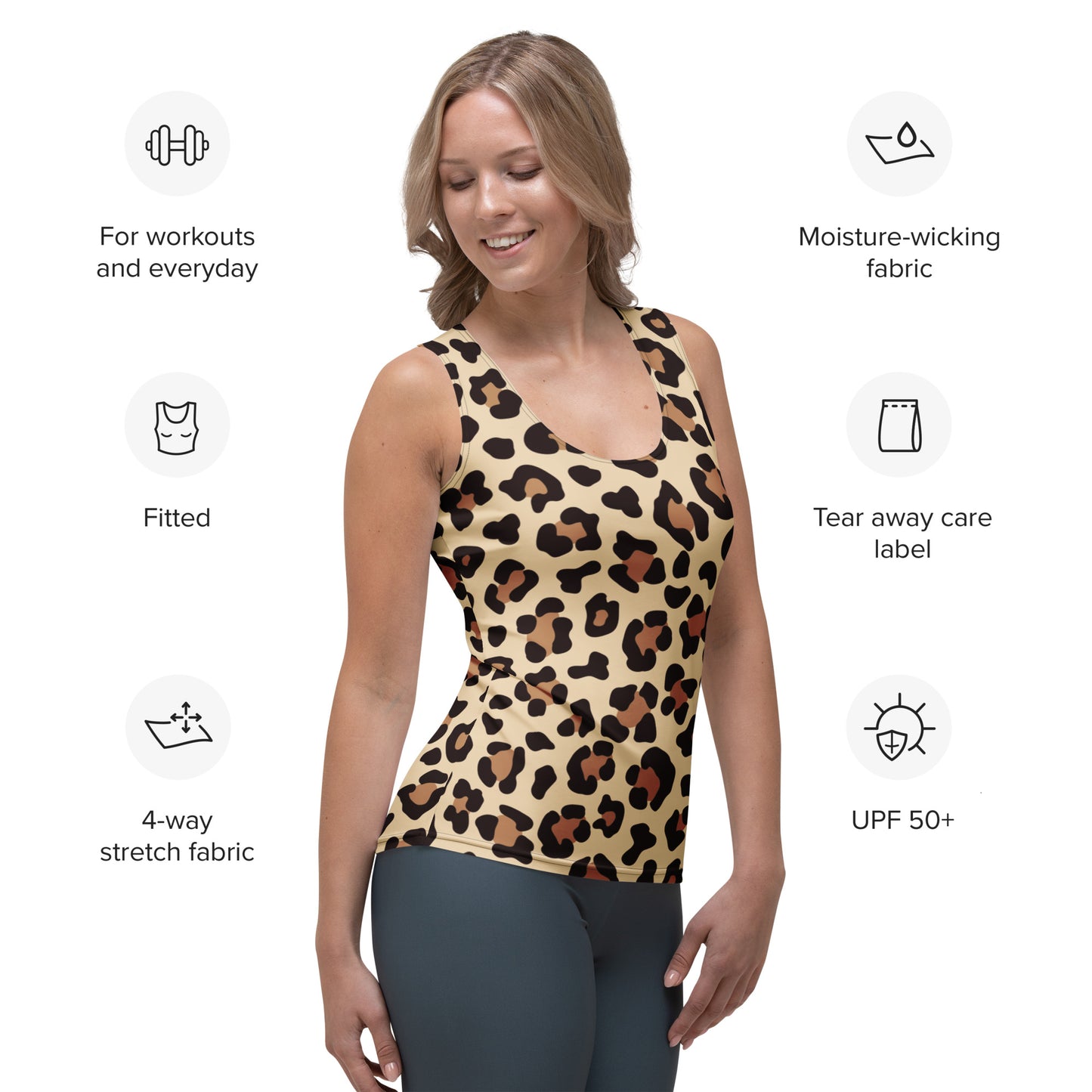 Women's Leopard Print Tank Top - Quick Drying, Buttery Soft Fabric With UPF 50+