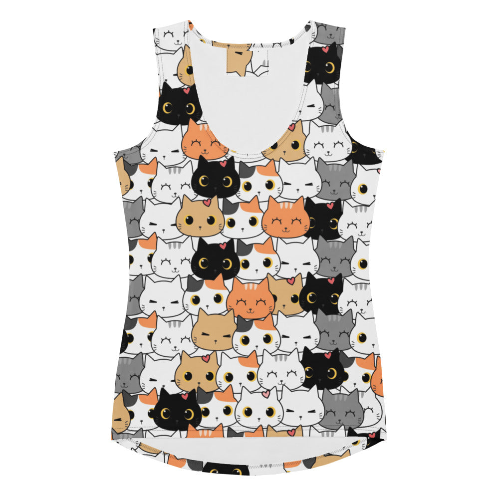 Women's Cat Face Tank Top - Quick Drying, Buttery Soft Fabric With UPF 50+