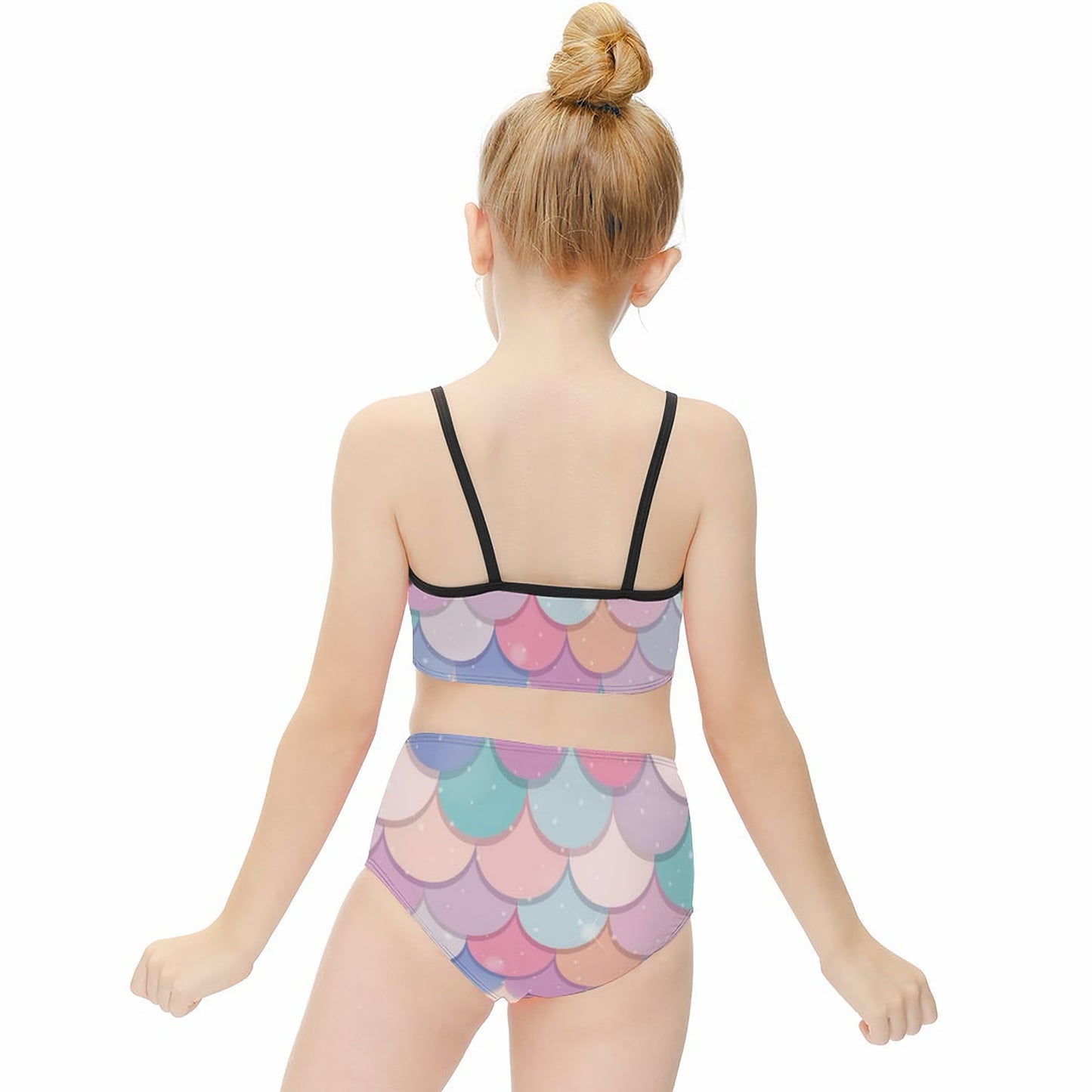 Girls Rainbow Mermaid Two Piece Quick Drying Swimsuit