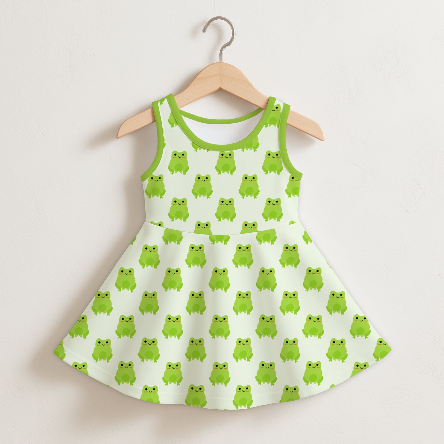 Girls Green Frogs Sleeveless Dress