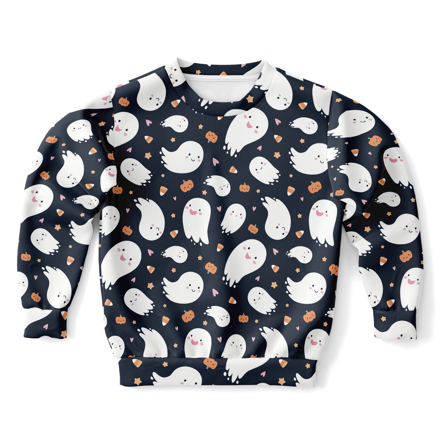Kids Ghost Halloween Sweatshirt – Cozy Cotton Fleece or Lightweight Sports Fabric