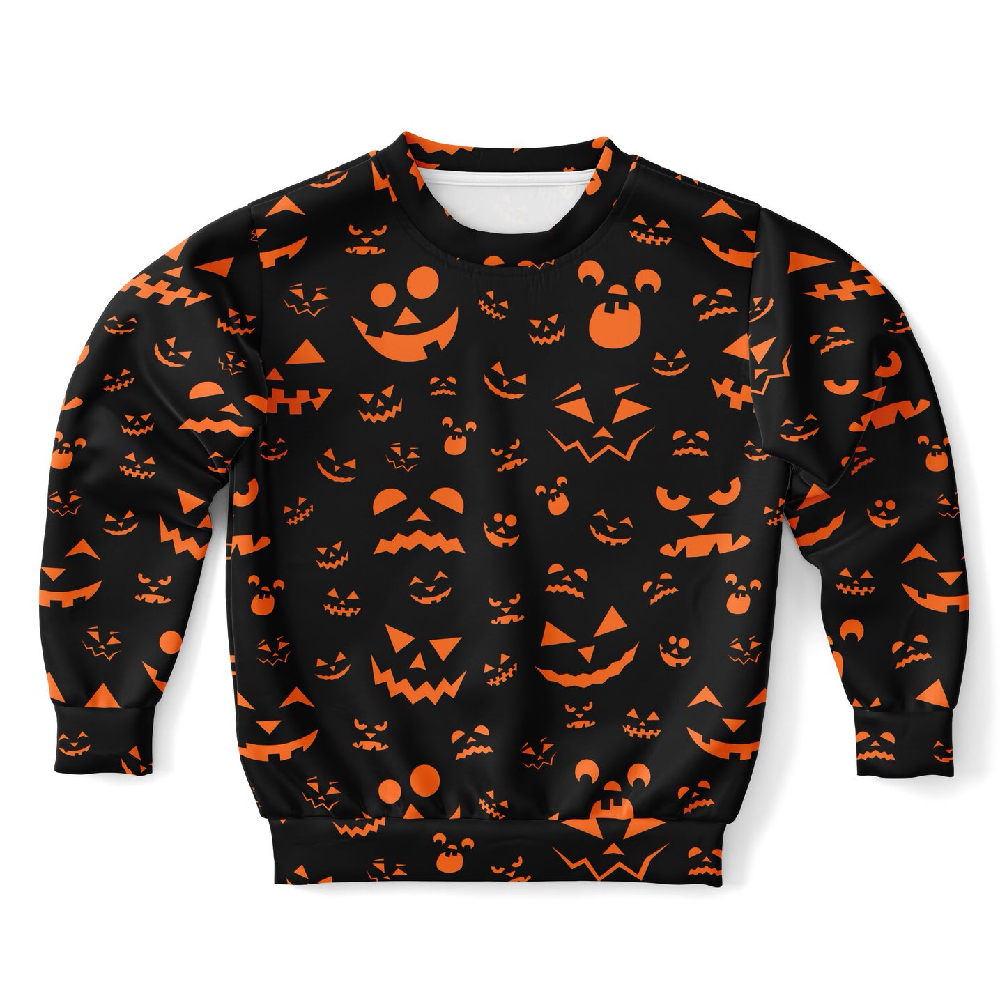 Kids Jack-O’-Lantern Halloween Sweatshirt – Cozy Cotton Fleece or Lightweight Sports Fabric