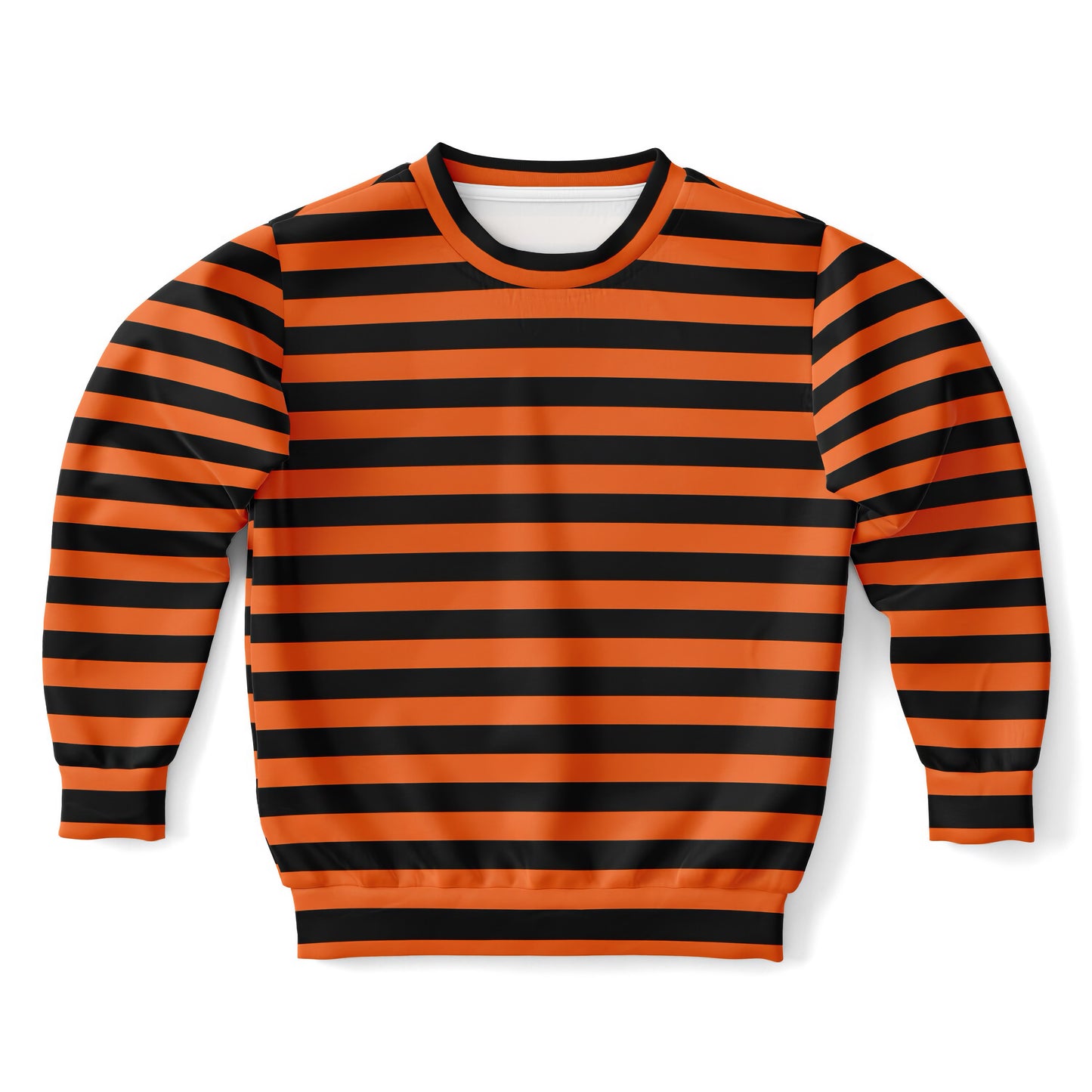 Kids Orange and Black Striped Halloween Sweatshirt – Cozy Cotton Fleece or Lightweight Sports Fabric