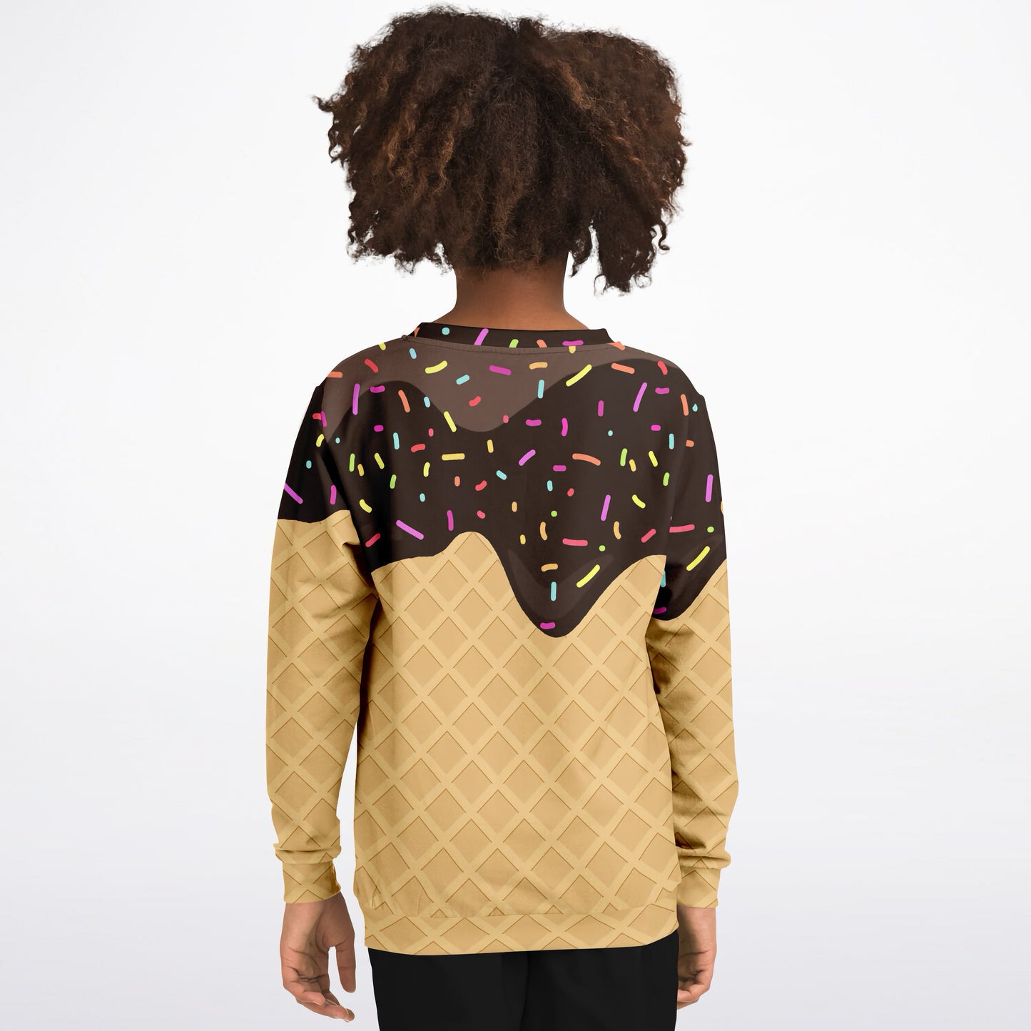 Kids Chocolate Ice Cream Cone Sweatshirt – Cozy Cotton Fleece or Lightweight Sports Fabric