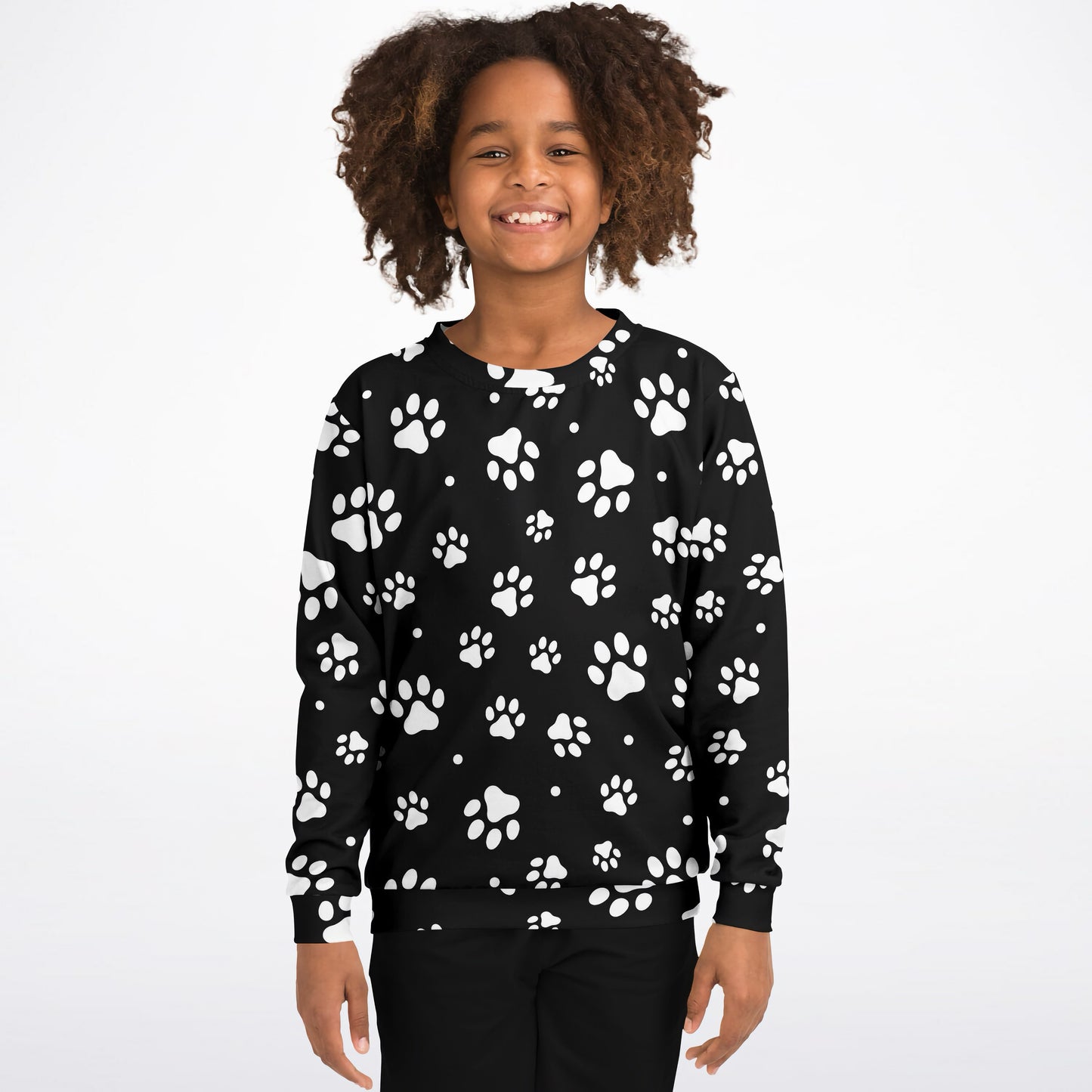 Kids Paw Print Sweatshirt – Cozy Cotton Fleece or Lightweight Sports Fabric