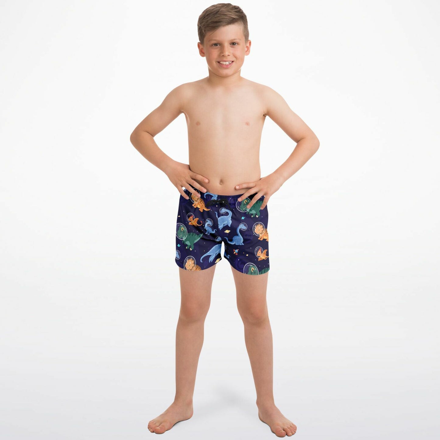 Boys Space Dinosaur Quick Drying Swim Trunks