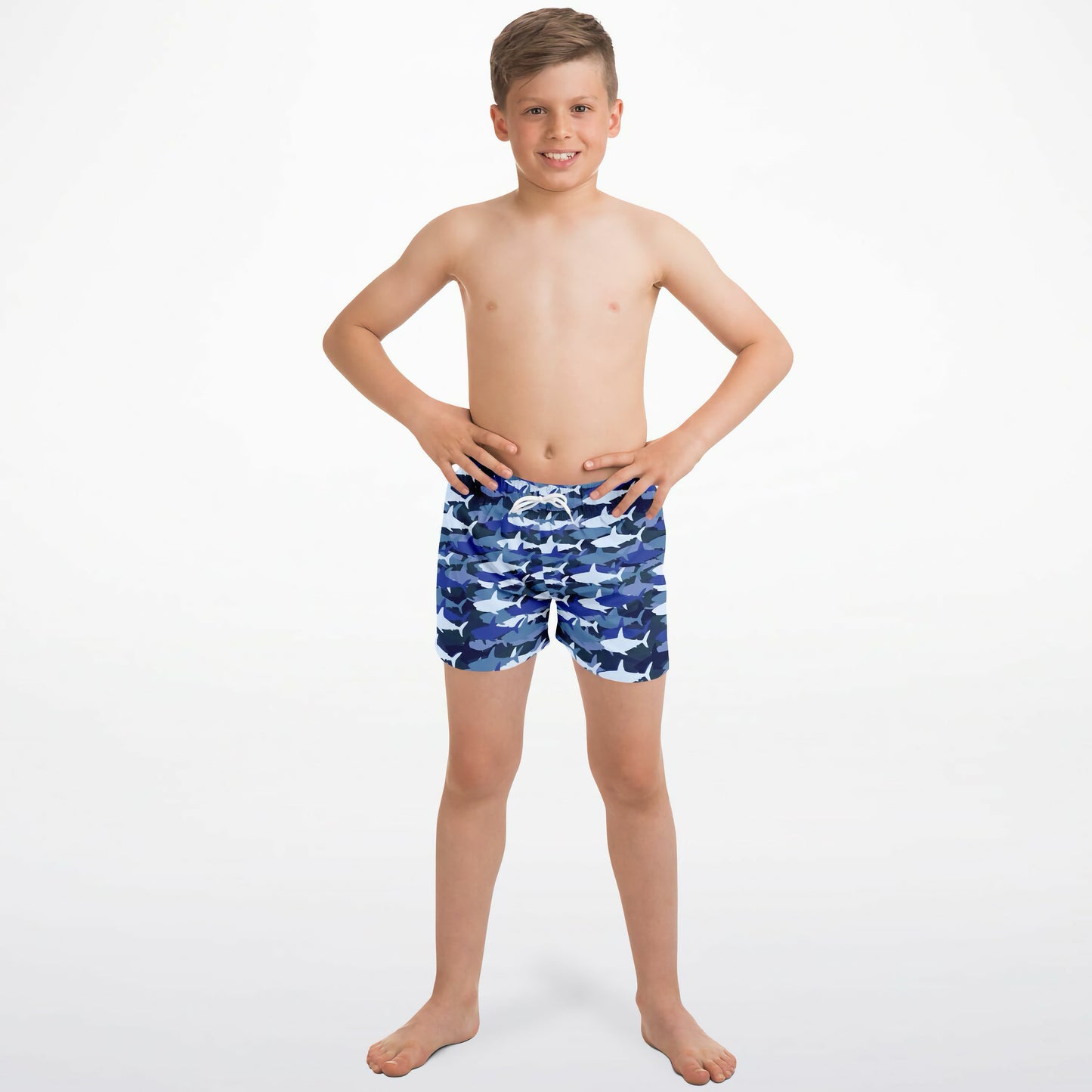 Boys Blue Shark Quick Drying Swim Trunks