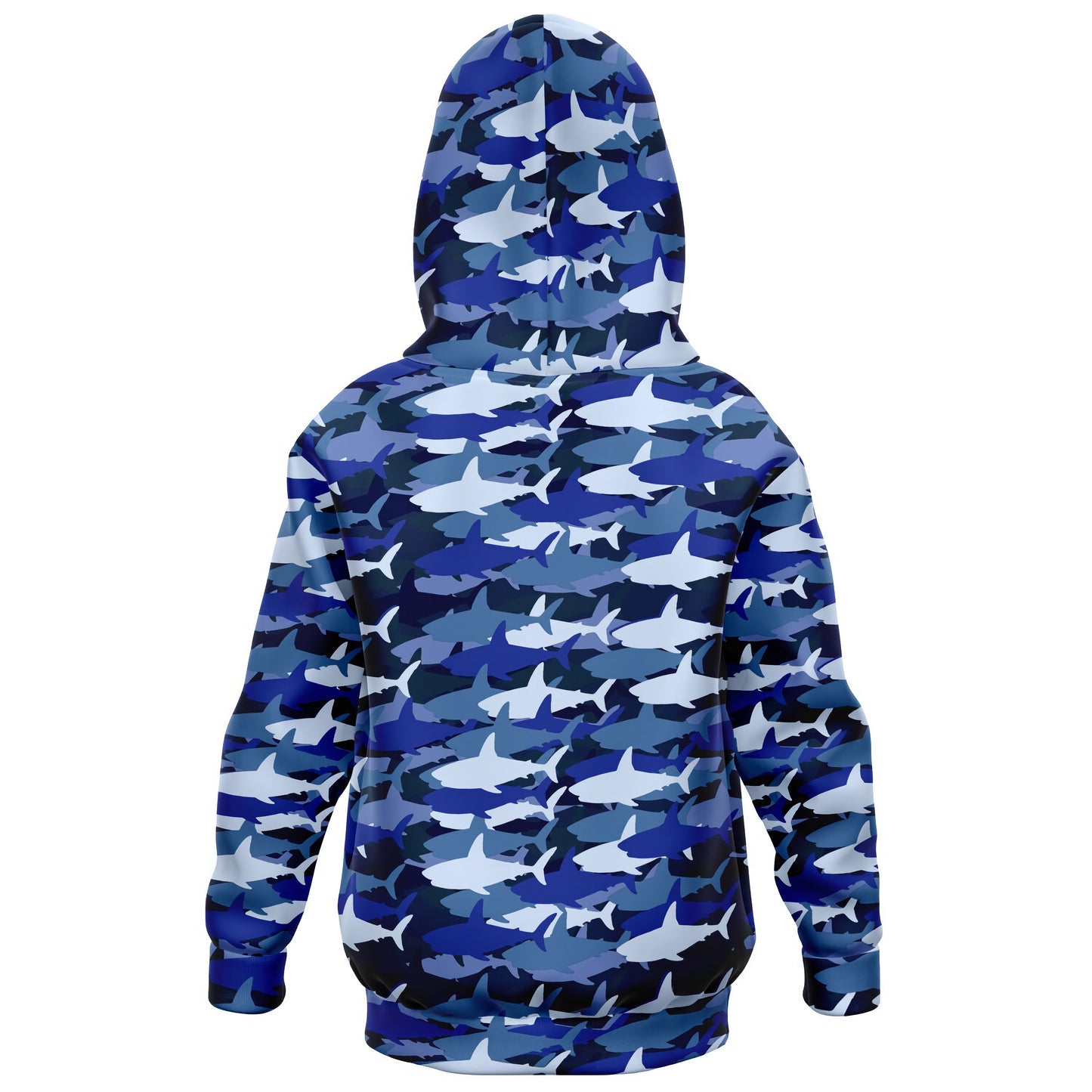 Kids Blue Shark Hoodie – Cozy Cotton Fleece or Lightweight Sports Fabric