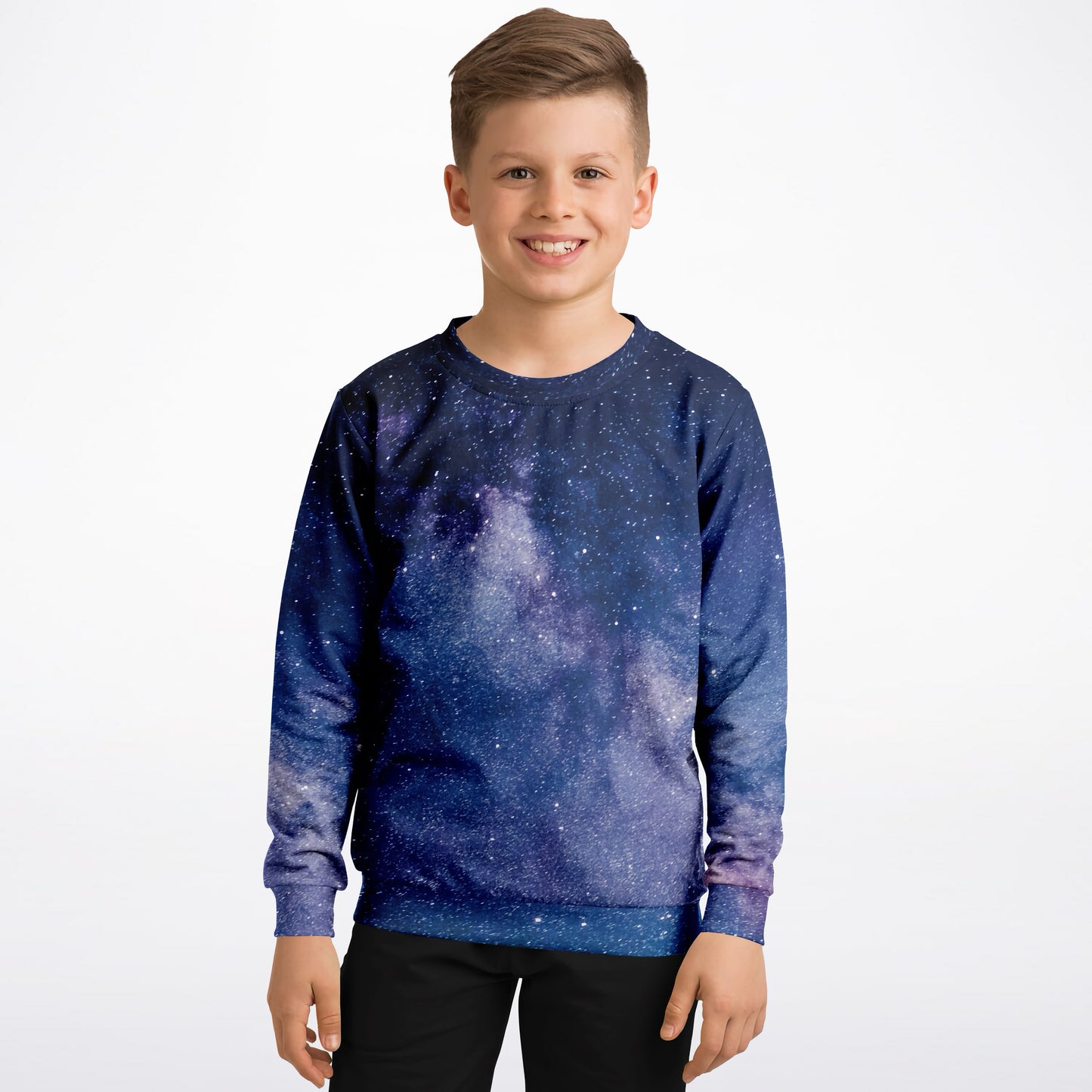 Kids Realistic Galaxy Sweatshirt – Cozy Cotton Fleece or Lightweight Sports Fabric