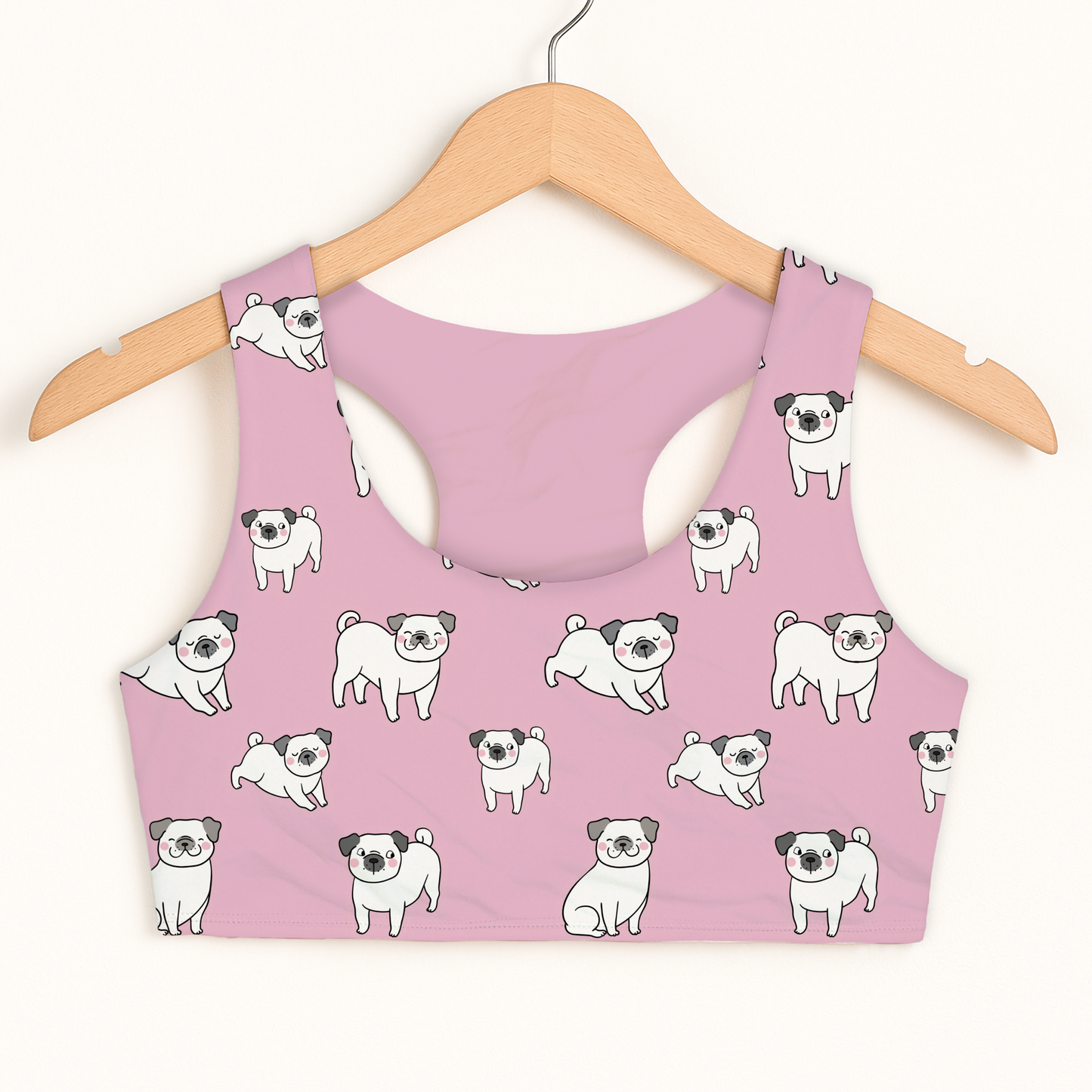 Girls Pink Pug Sports Bra