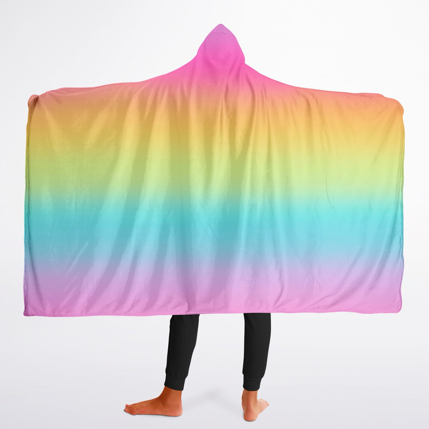 Girls Bright Rainbow Hooded Wearable Blanket