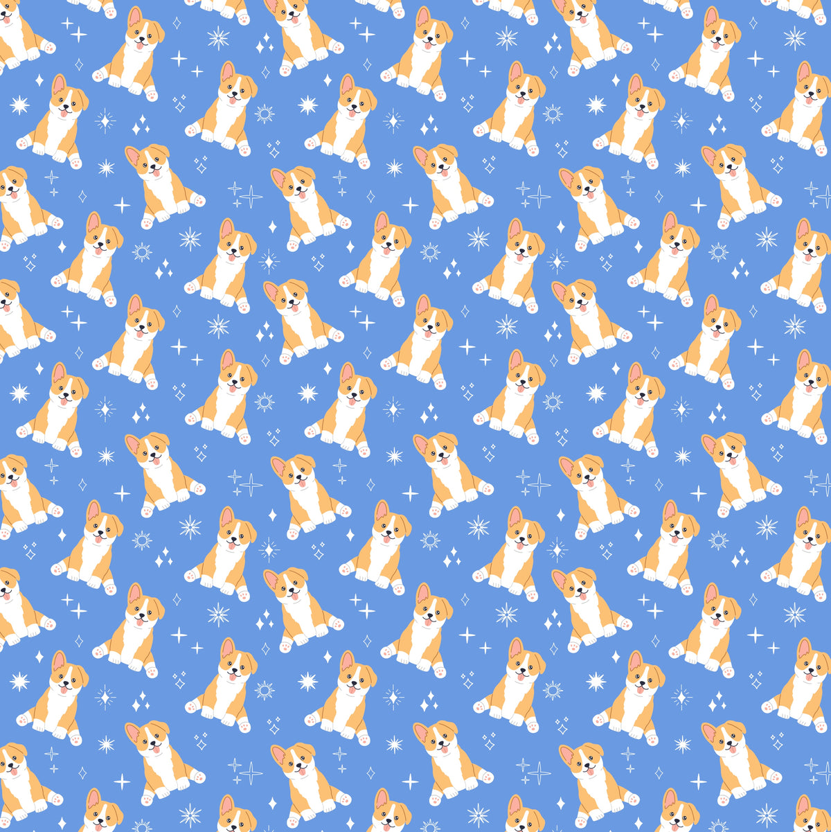 Blue Corgi Dog Pattern 