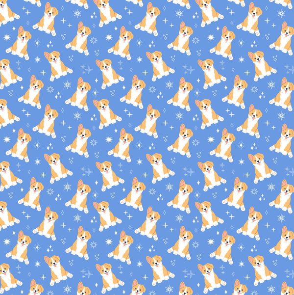 Blue Corgi Dog Pattern 