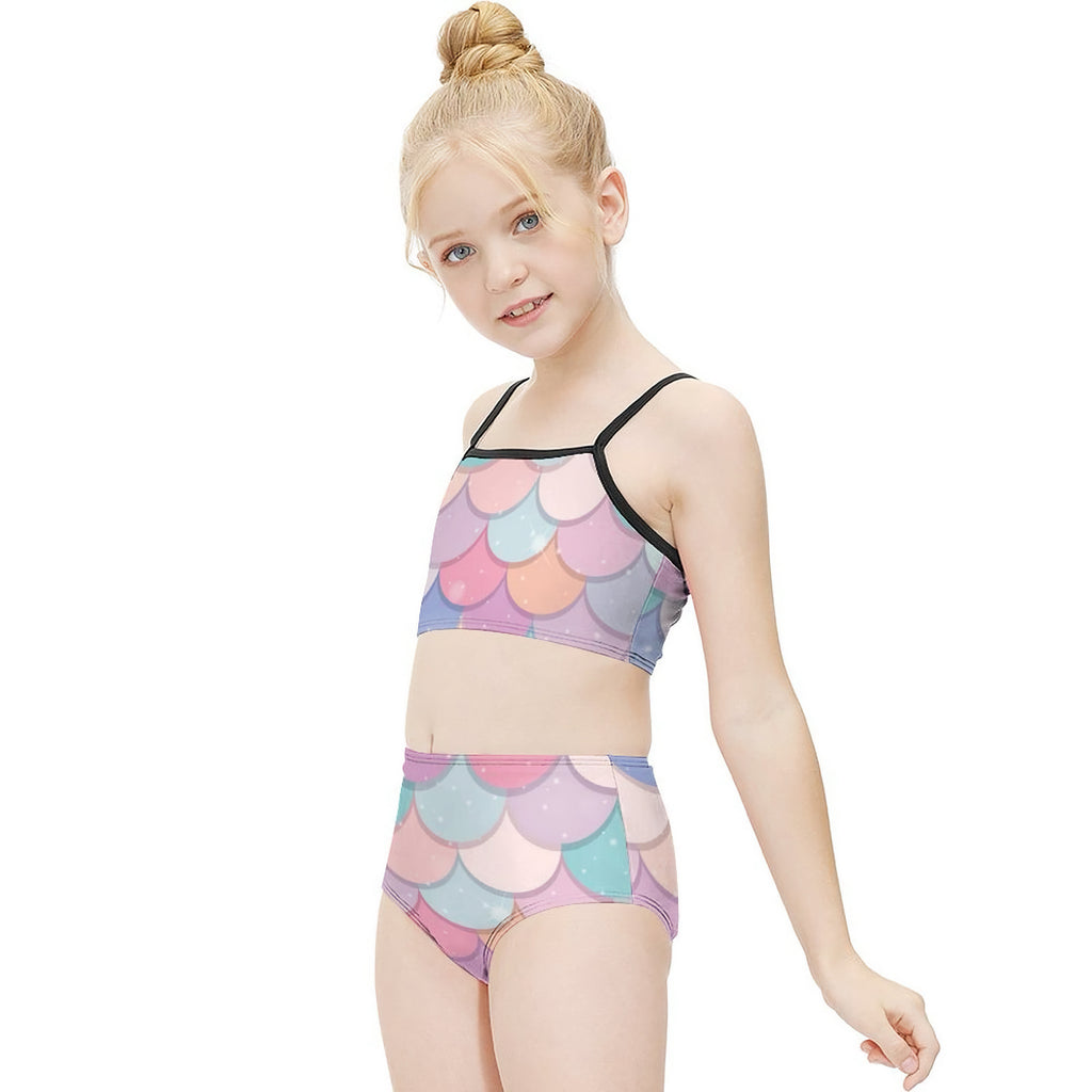 Girls Rainbow Mermaid Two Piece Quick Drying Swimsuit