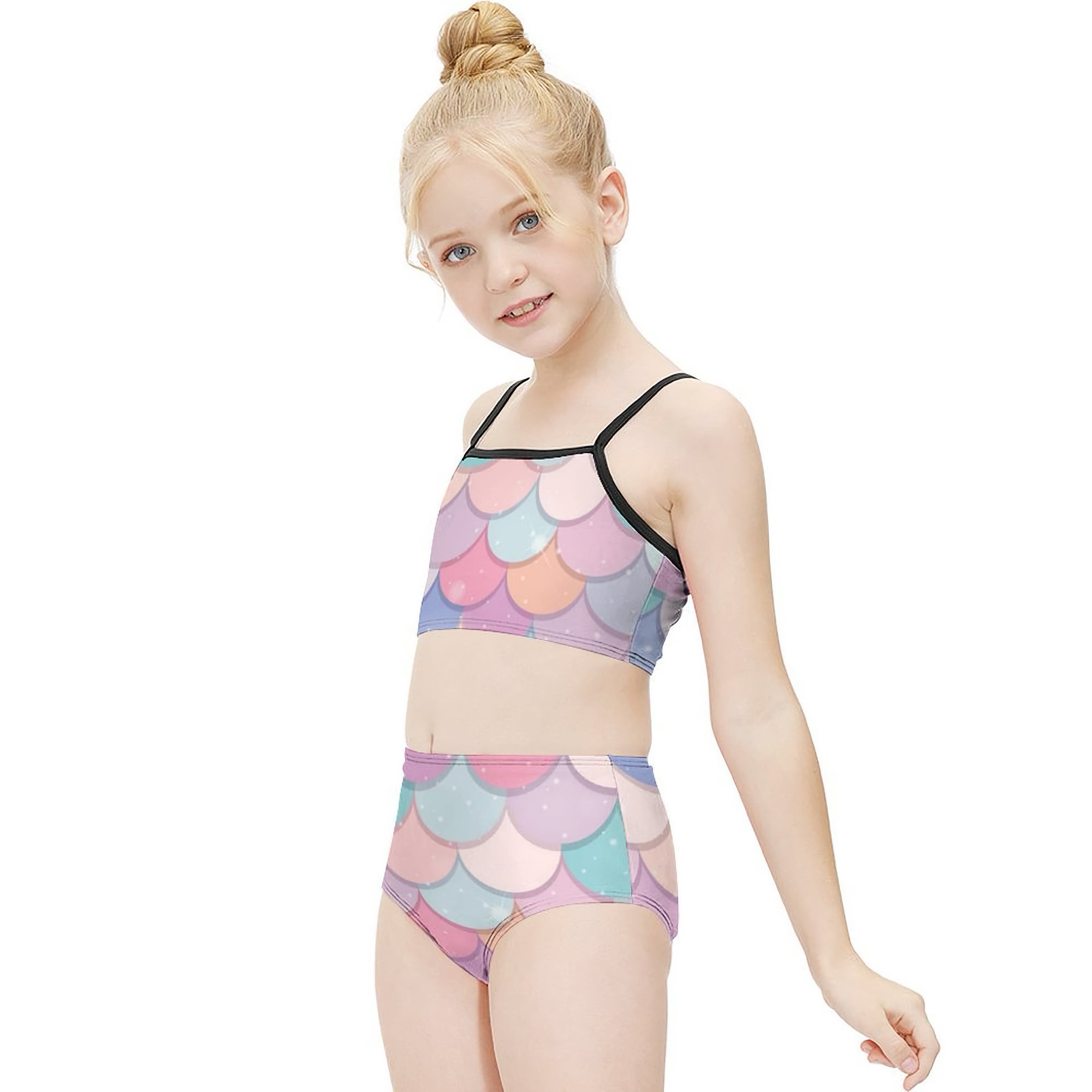 Girls Rainbow Mermaid Two Piece Quick Drying Swimsuit