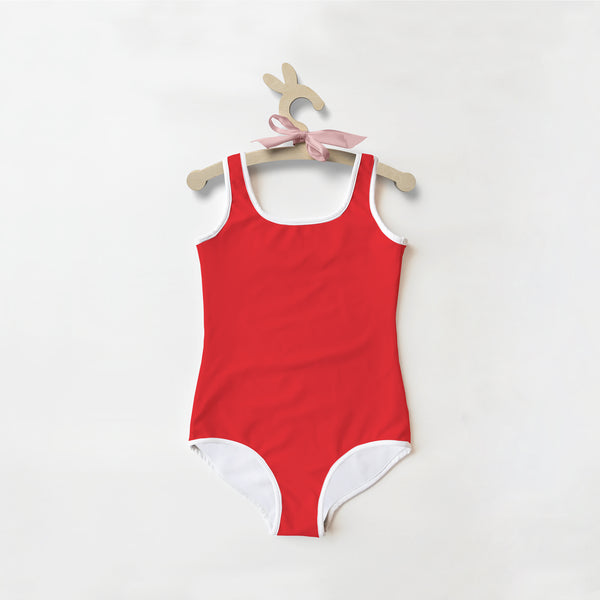 Girls Buttery Soft Red Swimsuit With UPF 50+