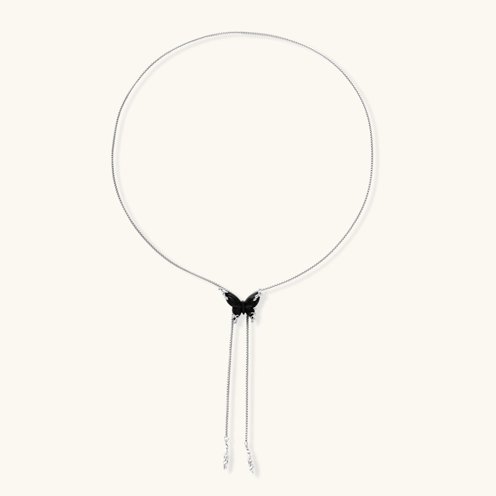 Metamorphosis Butterfly Necklace - Carved Ebony Wood & Sparkling Zirconia