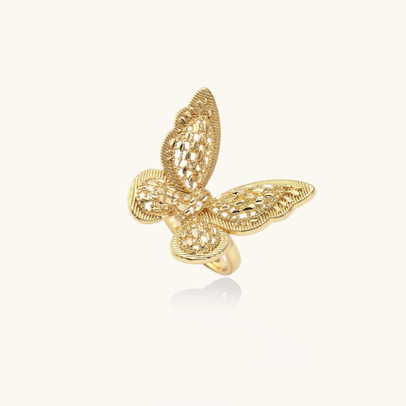 Golden Butterfly Ring - 18K Gold Plated Eco-Brass With Premium Cubic Zirconia