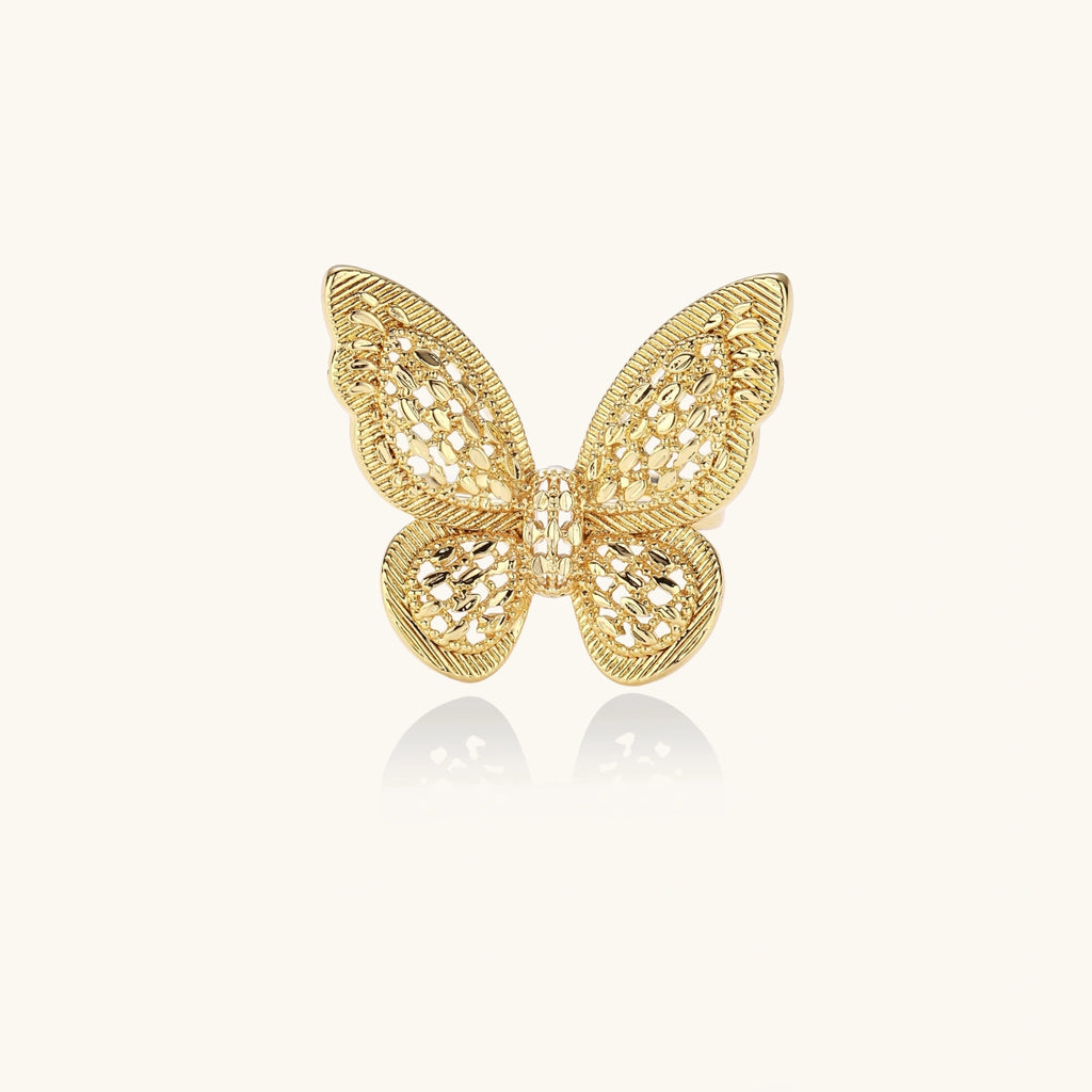 Golden Butterfly Ring - 18K Gold Plated Eco-Brass With Premium Cubic Zirconia