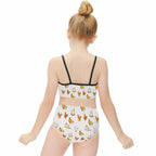 Girls Chicken Pattern Two Piece Quick Drying Swimsuit