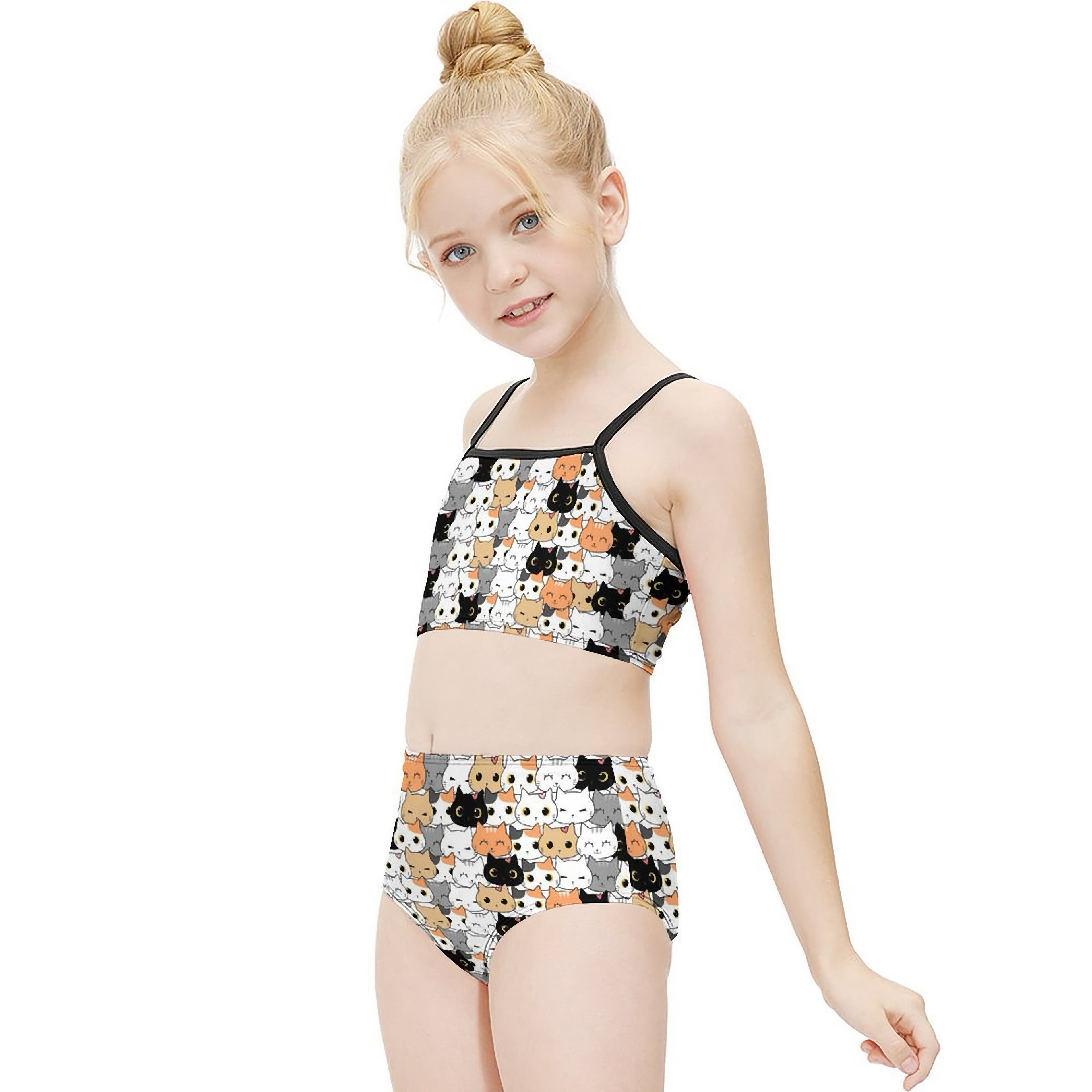 Girls Cat Two Piece Quick Drying Swimsuit