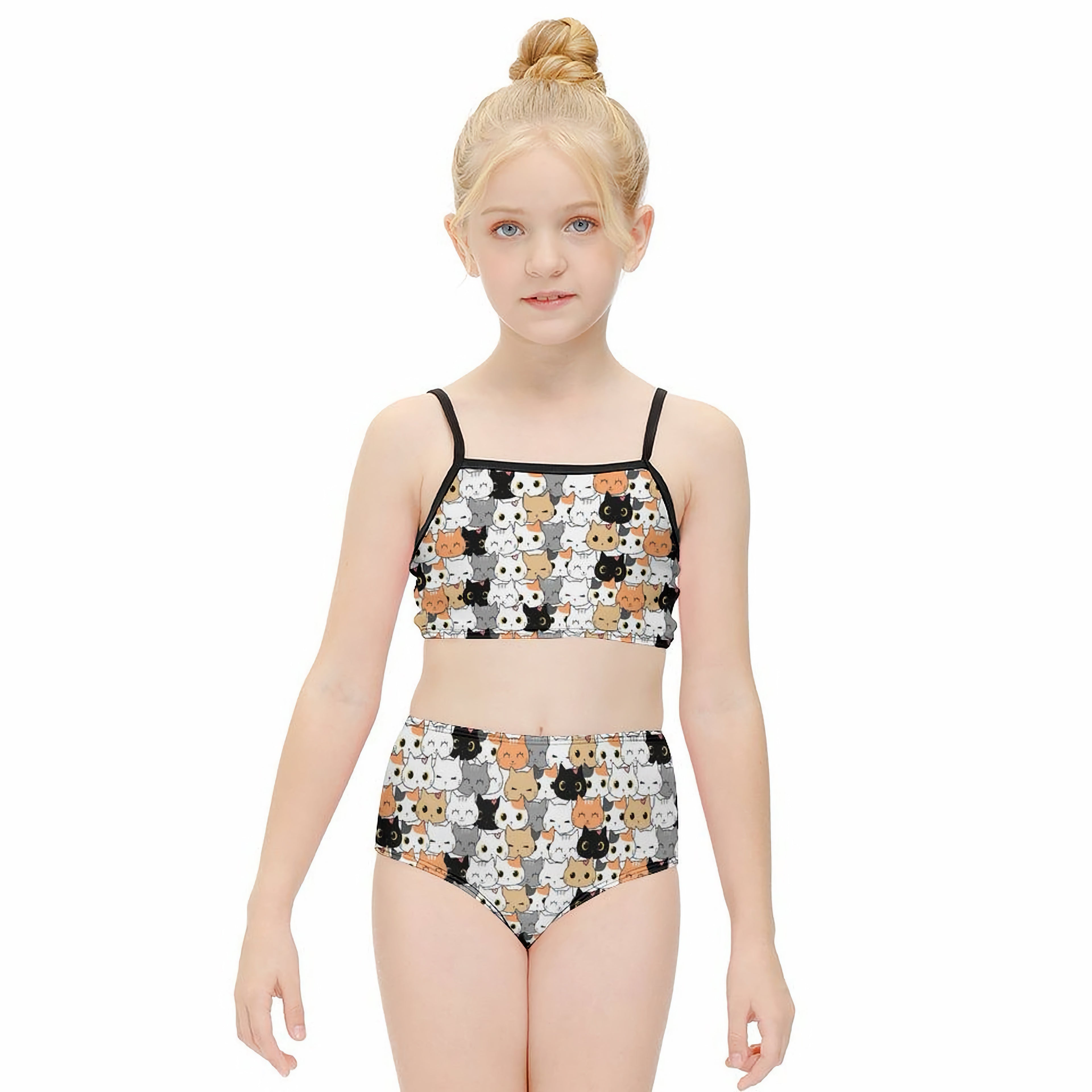 Girls Cat Two Piece Quick Drying Swimsuit