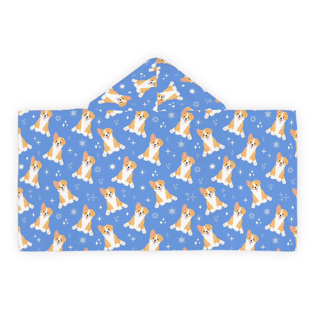 Kids Blue Corgi Dog Hooded Towel – Soft & Absorbent Bath & Beach Wrap