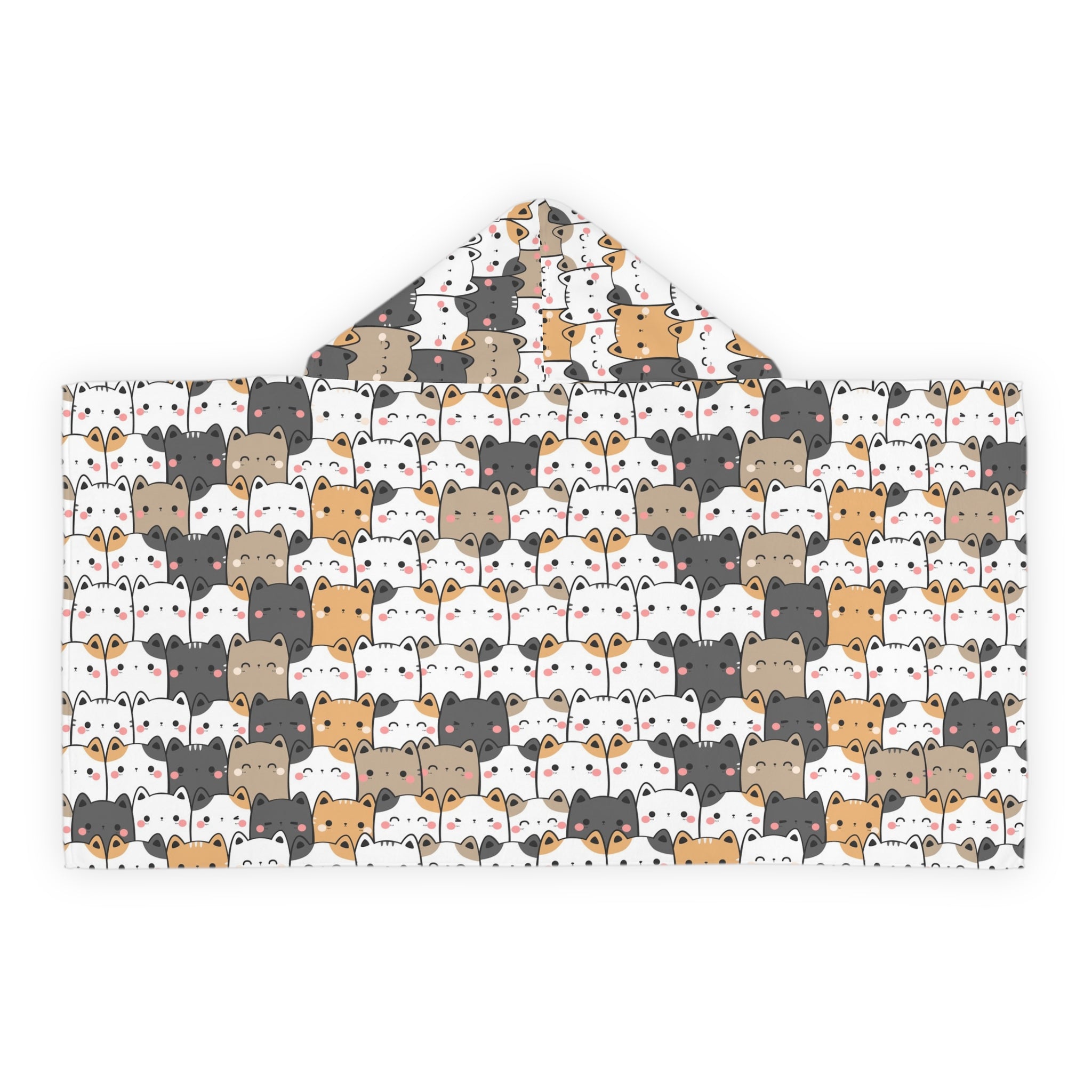 Girls Kawaii Cat Hooded Towel – Soft, Absorbent, and Perfect for Bath & Beach Time