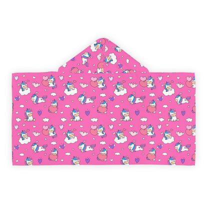 Girls Unicorn Hearts Hooded Towel – Soft & Absorbent Bath & Beach Wrap