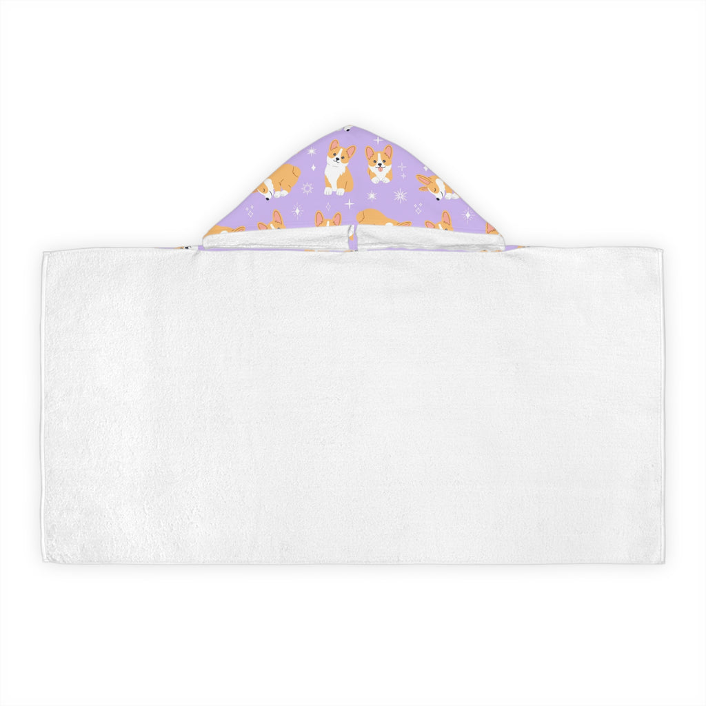 Girls Purple Corgi Dog Hooded Towel – Soft & Absorbent Bath & Beach Wrap