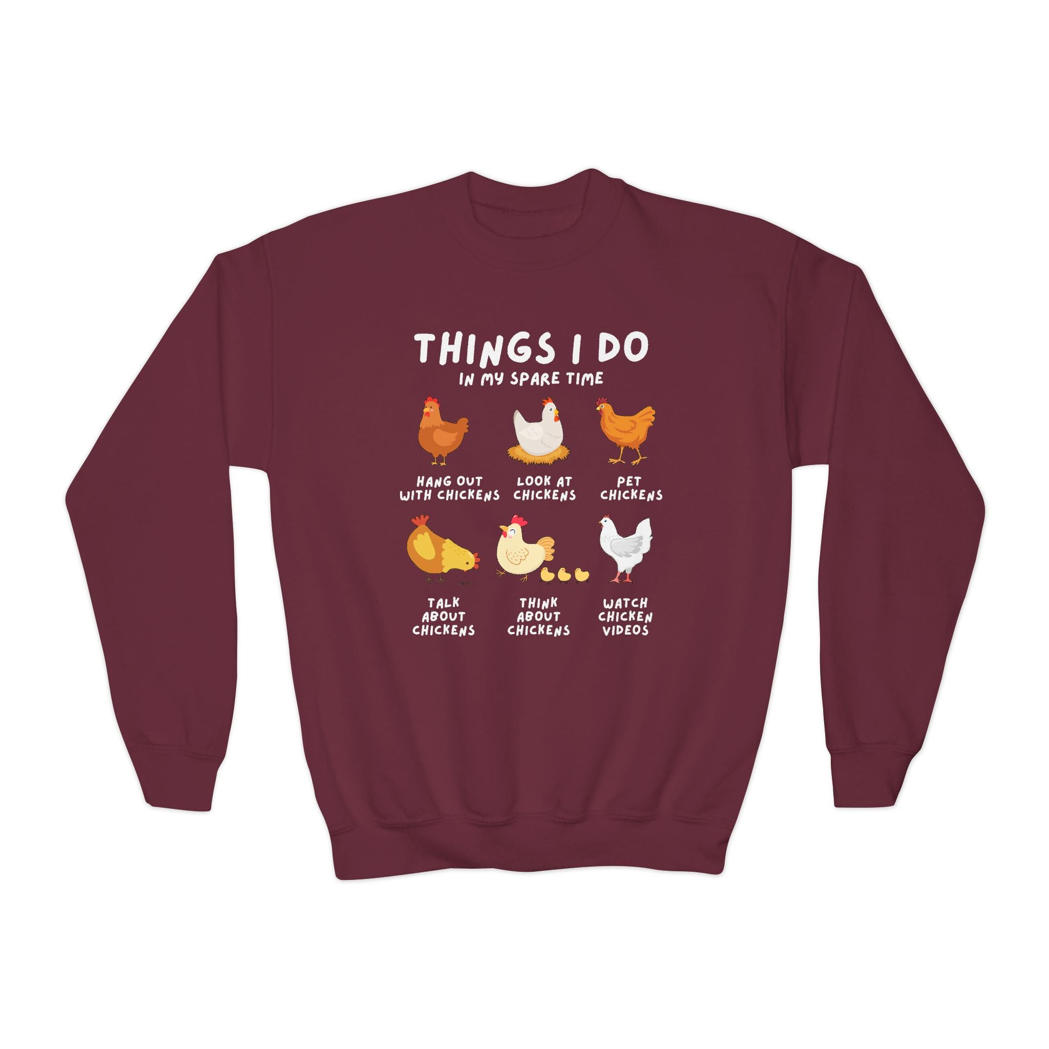 Kids 'Things I Do In My Spare Time' Chicken Sweatshirt – Cozy, Fun, and Perfect for Everyday Adventures