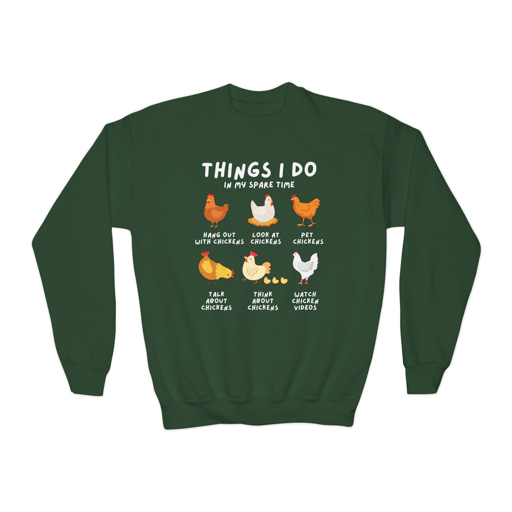 Kids 'Things I Do In My Spare Time' Chicken Sweatshirt – Cozy, Fun, and Perfect for Everyday Adventures
