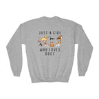 Girls 'Just A Girl Who Loves Dogs' Cozy Sweatshirt – Fun & Comfortable Pullover For Dog-Loving Kids