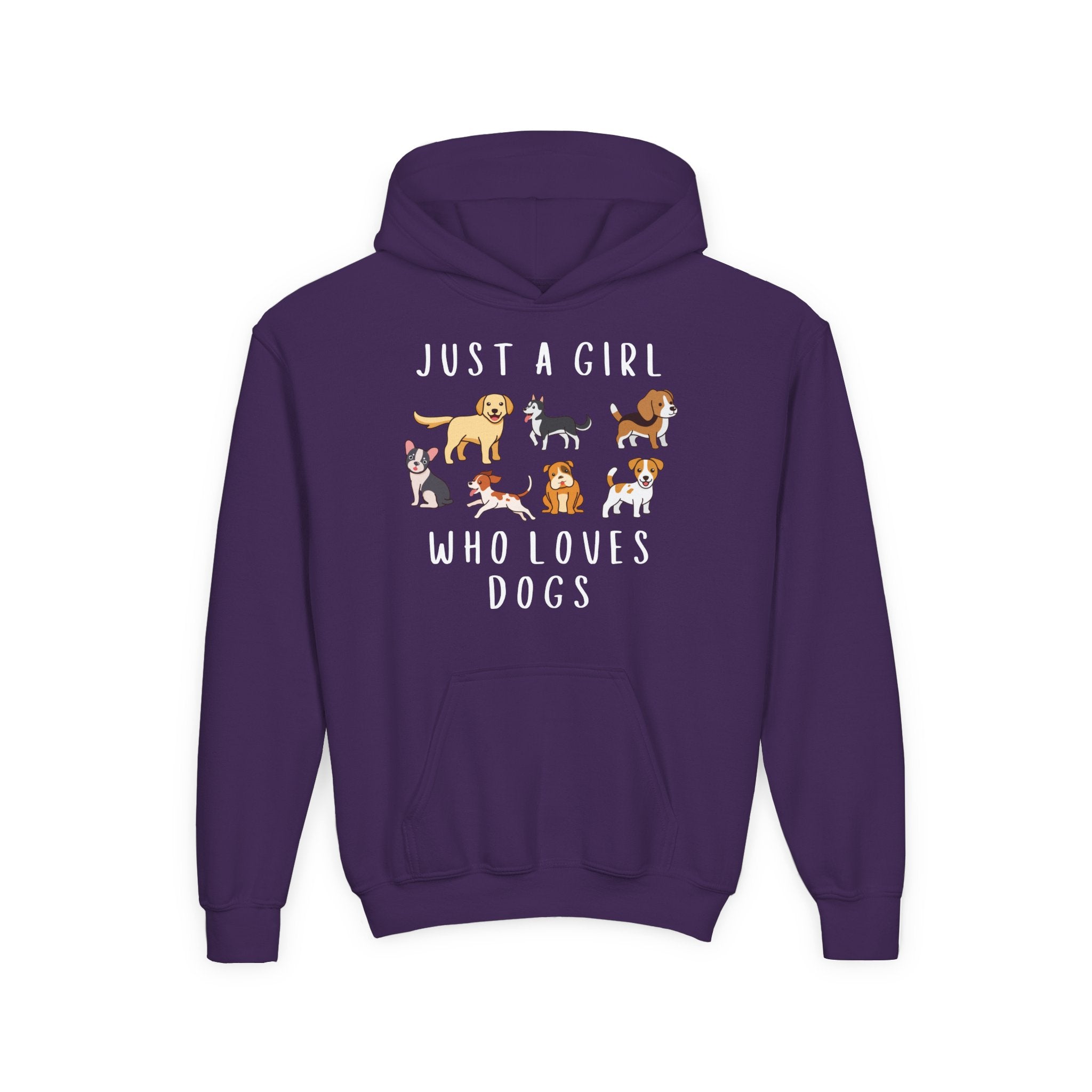 Girls 'Just a Girl Who Loves Dogs' Cozy Pullover Hoodie – Cute & Comfy Gift for Animal-Loving Kids