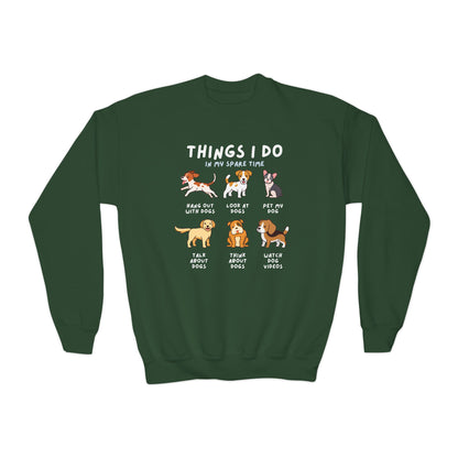 Kids Cozy 'Things I Do In My Spare Time' Dog Sweatshirt - Funny & Comfortable Gift for Boys and Girls