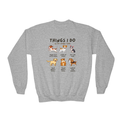 Kids Cozy 'Things I Do In My Spare Time' Dog Sweatshirt - Funny & Comfortable Gift for Boys and Girls