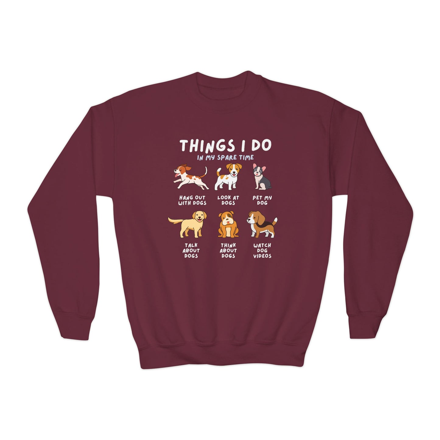 Kids Cozy 'Things I Do In My Spare Time' Dog Sweatshirt - Funny & Comfortable Gift for Boys and Girls