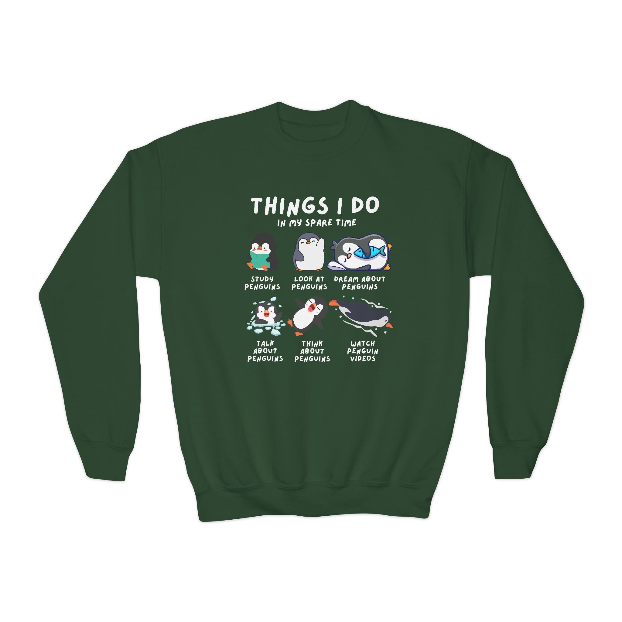 Kids’ “Things I Do In My Spare Time” Penguin Sweatshirt - Cozy, Playful, and Stylish Youth Clothing