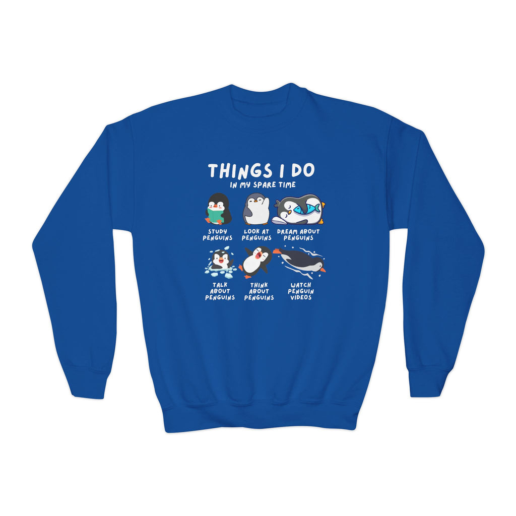 Kids’ “Things I Do In My Spare Time” Penguin Sweatshirt - Cozy, Playful, and Stylish Youth Clothing