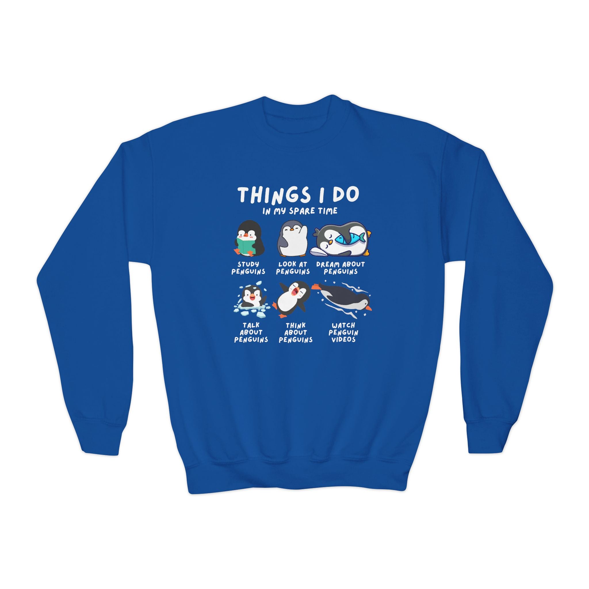 Kids’ “Things I Do In My Spare Time” Penguin Sweatshirt - Cozy, Playful, and Stylish Youth Clothing