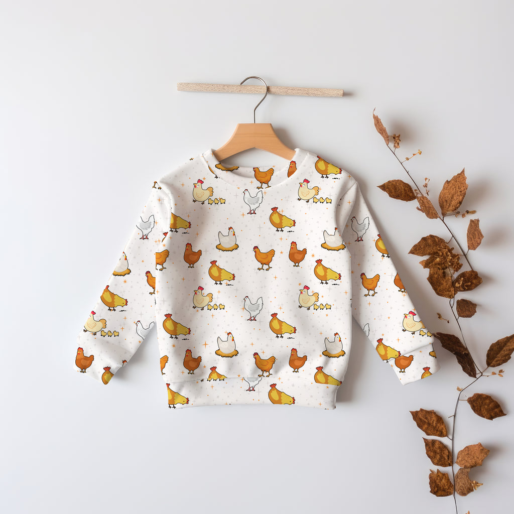 Kids Chicken Sweatshirt – Cozy Cotton Fleece or Lightweight Sports Fabric