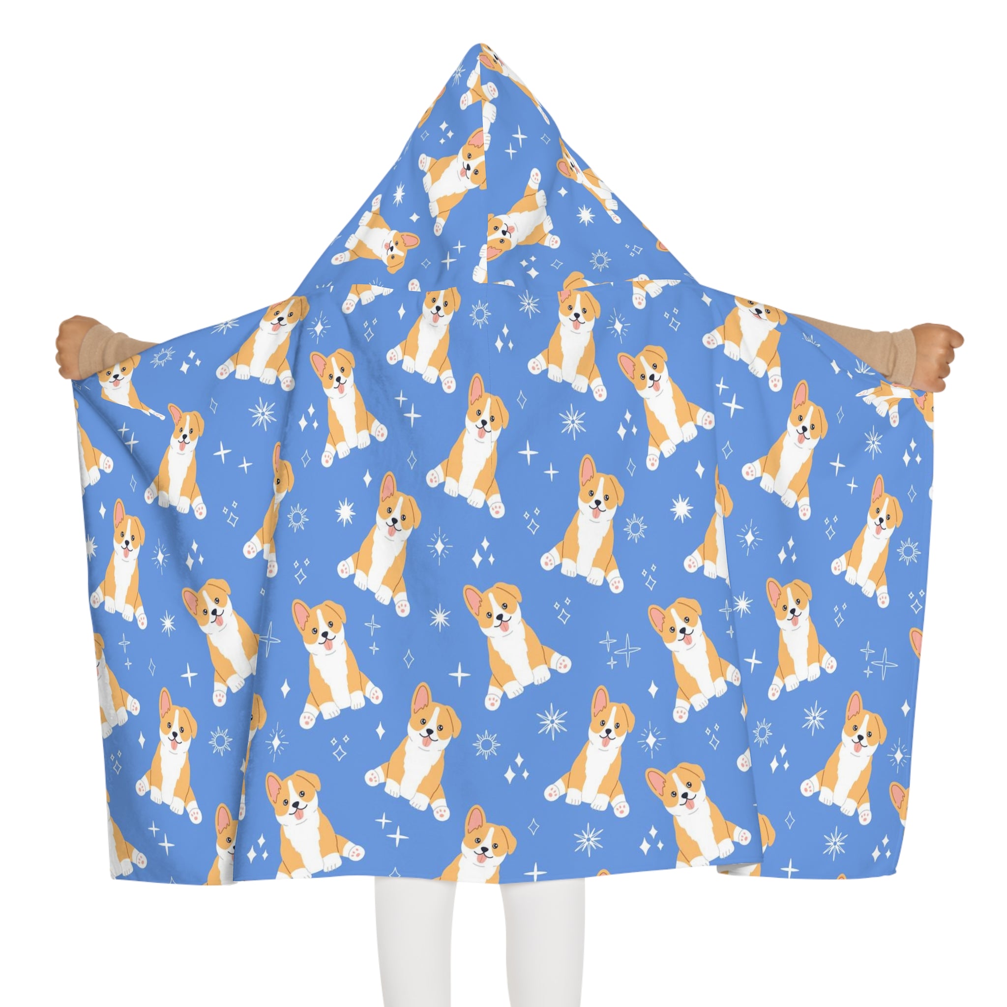 Kids Blue Corgi Dog Hooded Towel – Soft & Absorbent Bath & Beach Wrap
