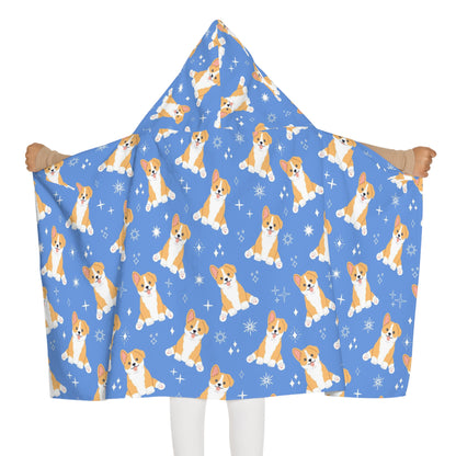 Kids Blue Corgi Dog Hooded Towel – Soft & Absorbent Bath & Beach Wrap