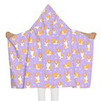 Girls Purple Corgi Dog Hooded Towel – Soft & Absorbent Bath & Beach Wrap