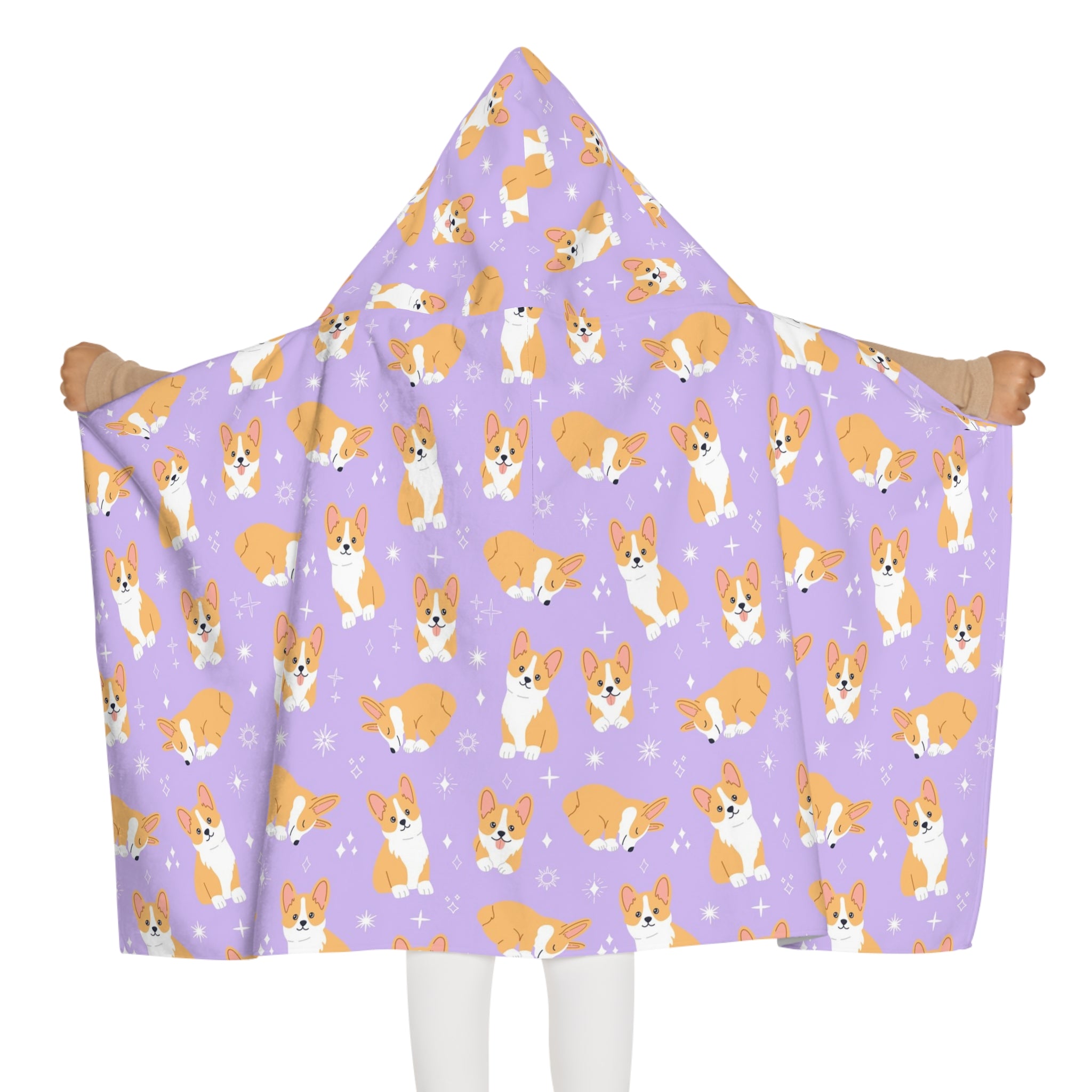 Girls Purple Corgi Dog Hooded Towel – Soft & Absorbent Bath & Beach Wrap