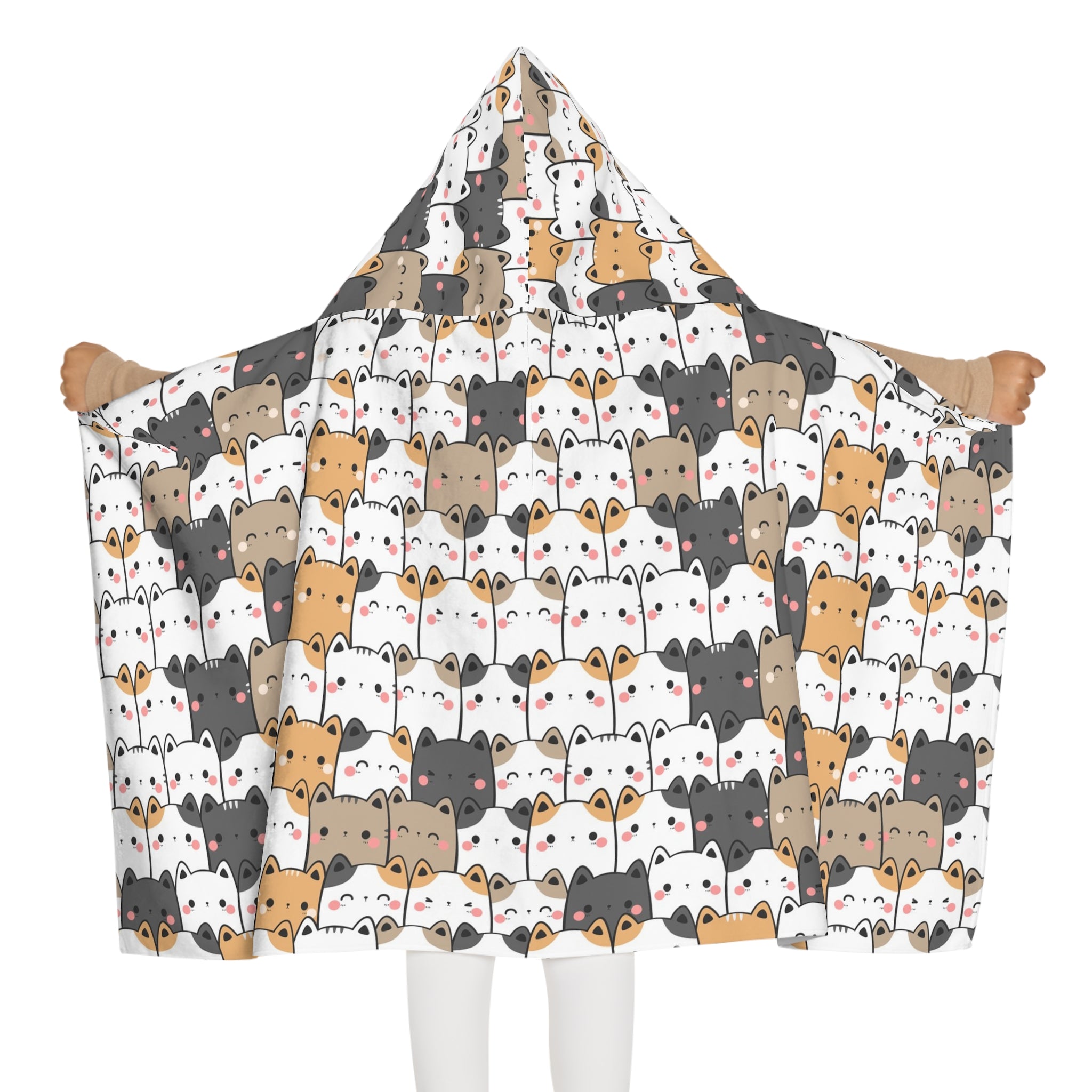 Girls Kawaii Cat Hooded Towel – Soft, Absorbent, and Perfect for Bath & Beach Time